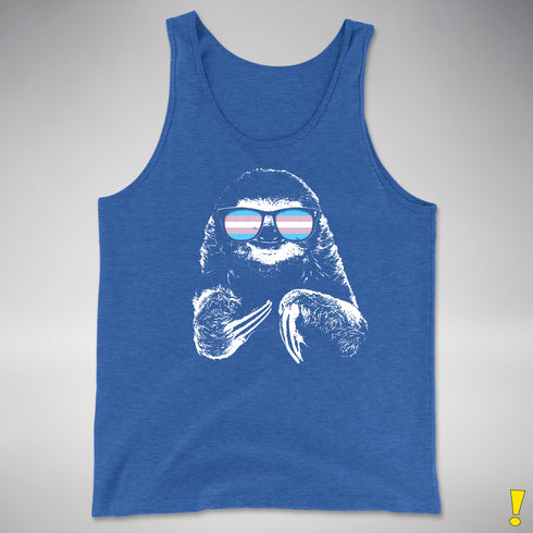 Pride Sloth Transgender Flag Sunglasses Premium Tank Top - Royal Blue Triblend